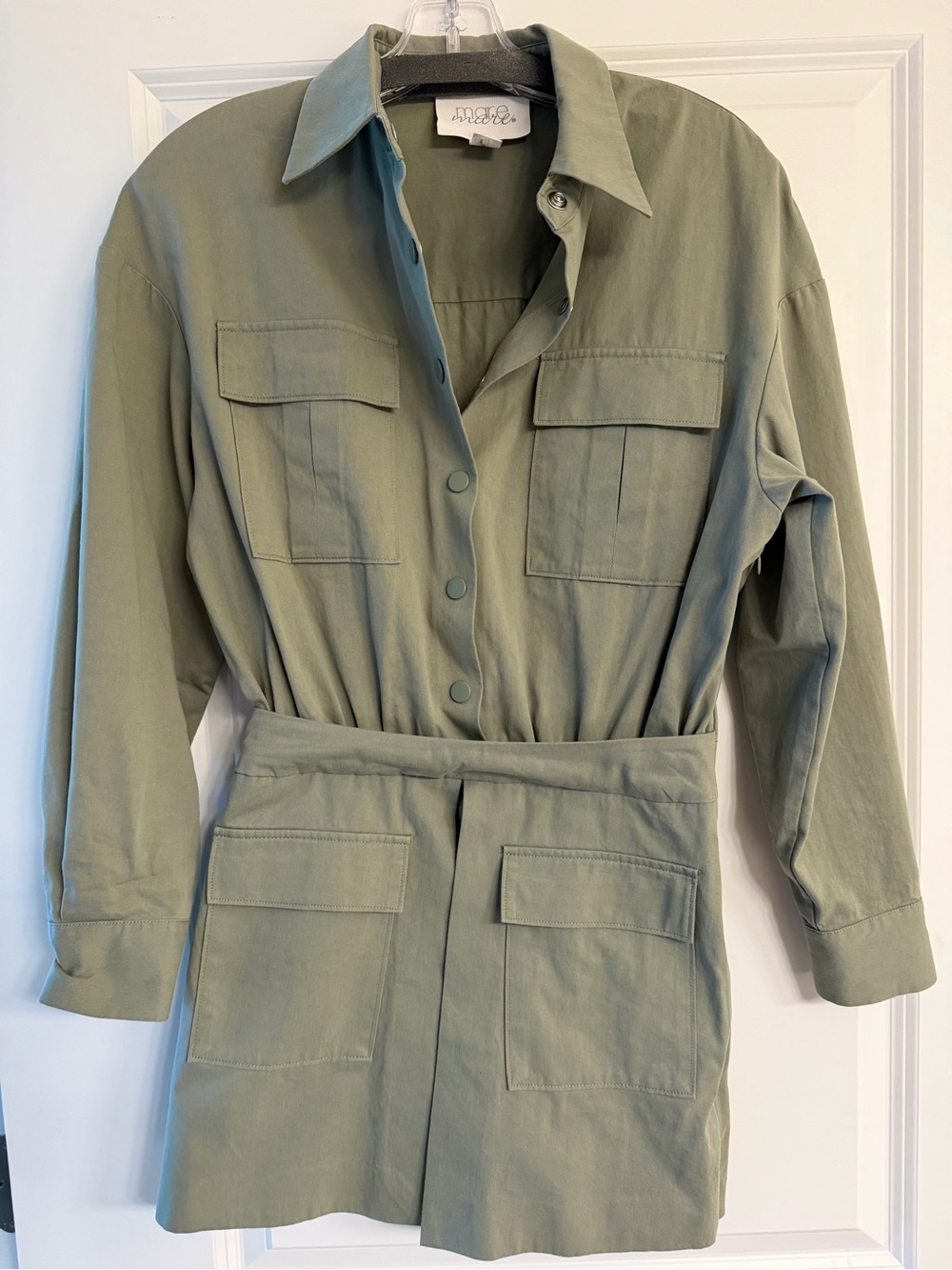 Maeve Sage Utility Shirt Jacket with Belt